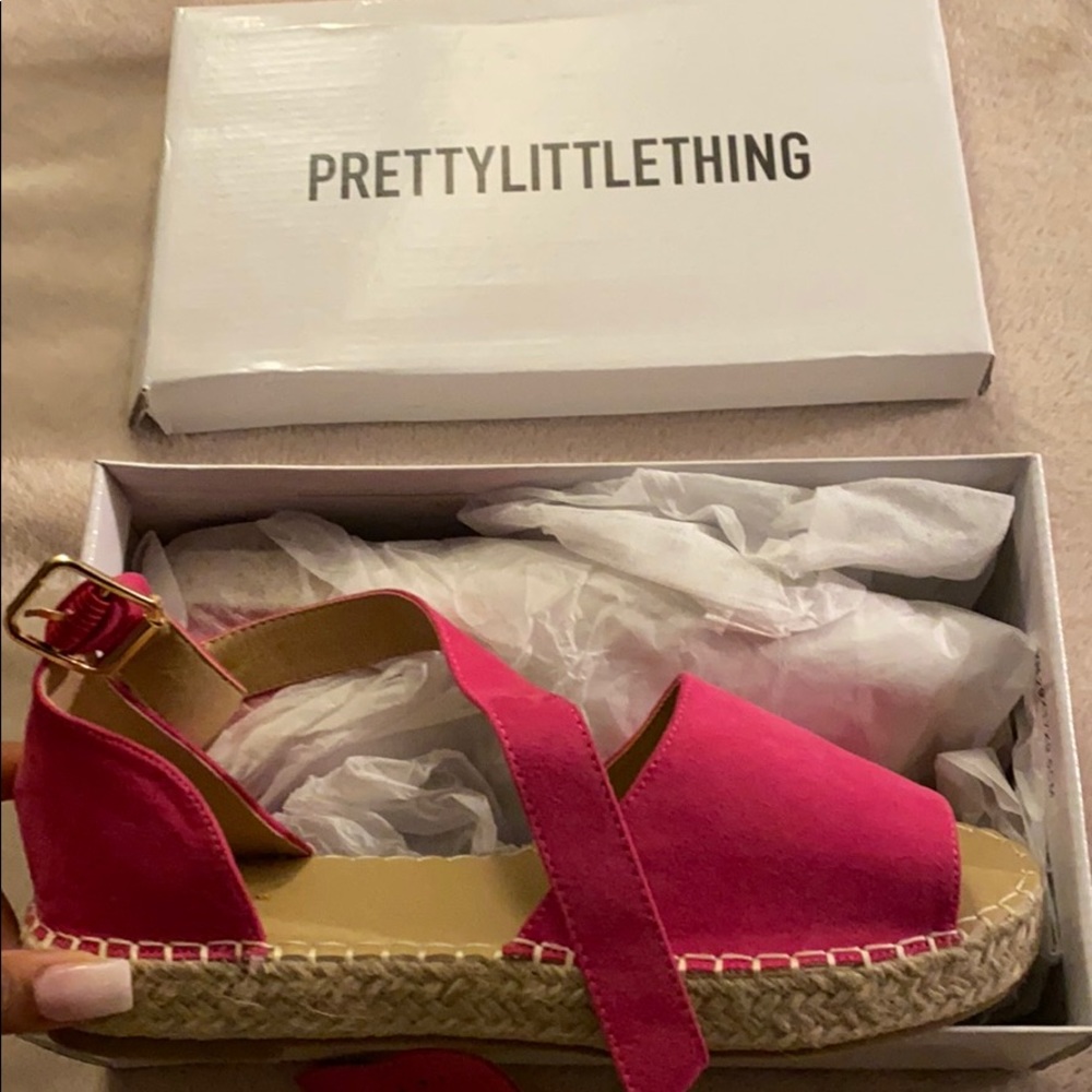 Fuchsia Peep Toe Espadrille Flat Sandal